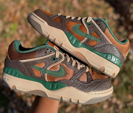 A pair of Nigo-Nike-Air-Force-3-Low-Baroque-Brown