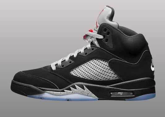 A Pair of Air Jordan 5 Black Metallic Reimagined