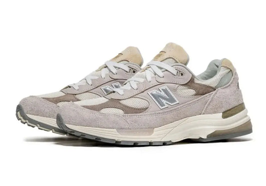 The New Balance 992 Mushroom/Moonrock. This new release sticks to New Balance’s signature tonal aesthetic but switches things up with texture. 