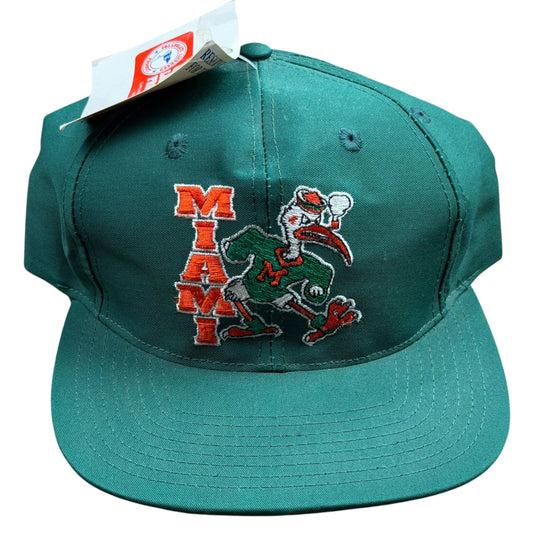 NWT Vintage University of Miami Hurricanes Front Row Snapback Hat