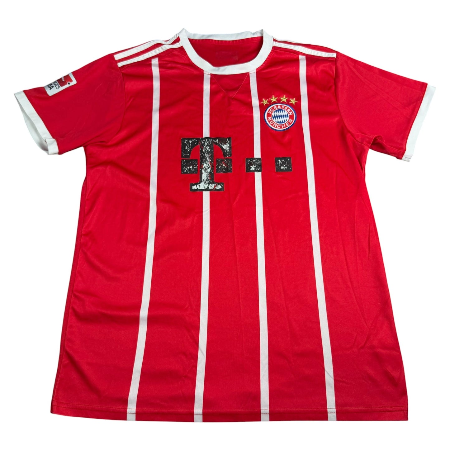 FC Bayern Munich 2017-18 Home Pinstripe Soccer Jersey - Used/Worn
