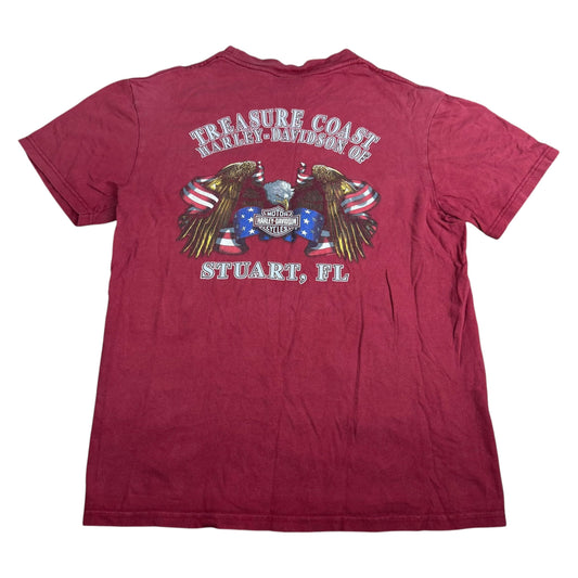 Y2K Harley-Davidson Treasure Coast Florida Eagle Pocket T-Shirt - Used/Worn