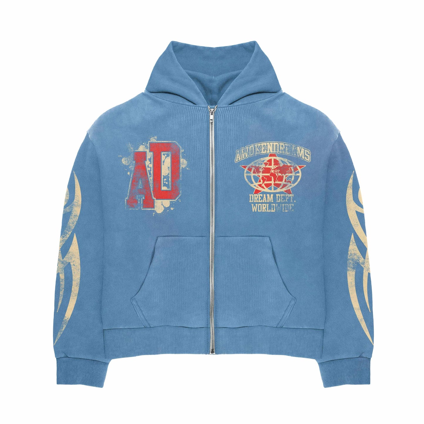 Awoken Dreams Varsity UNC Blue Zip Up Hoodie