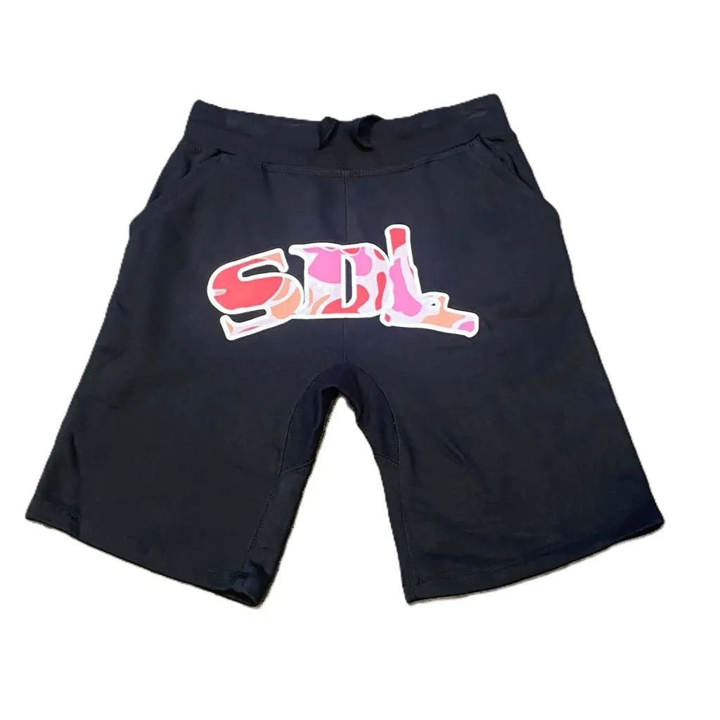 SDL Basic Logo Crown Sweatshorts Black/Pink Camo