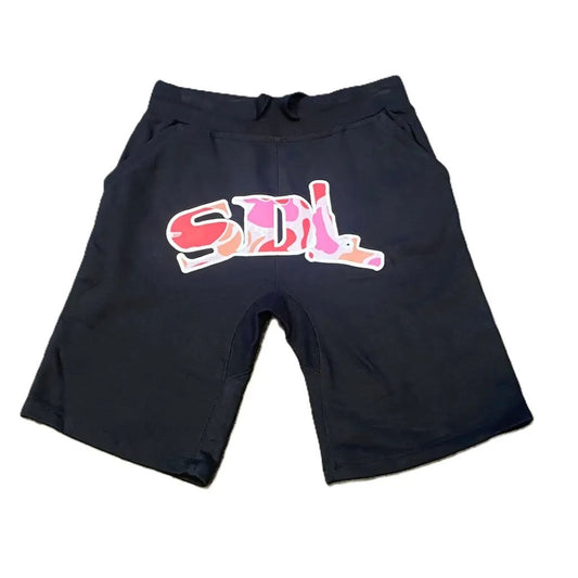 SDL Basic Logo Crown Sweatshorts Black/Pink Camo