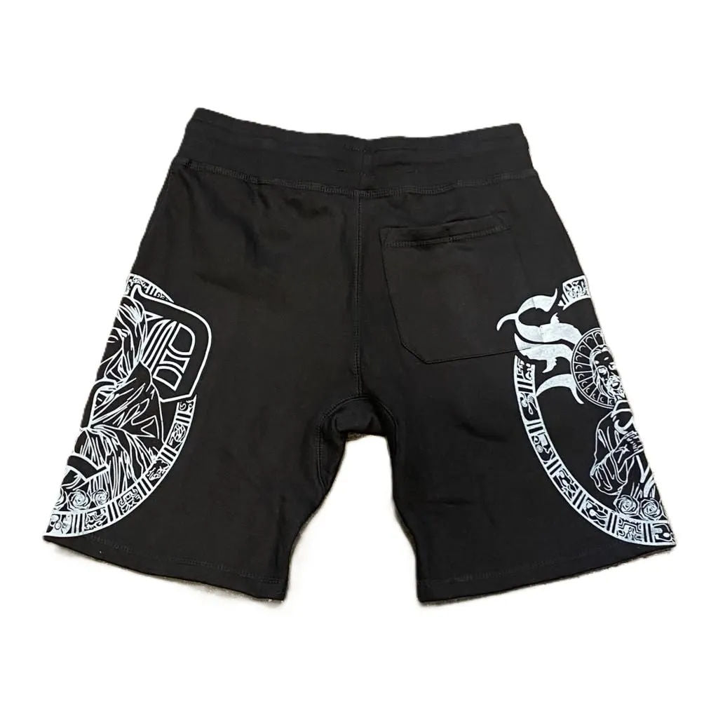 SDL Virgin Mary/San Judas Shield Logo Sweatshorts Black/White