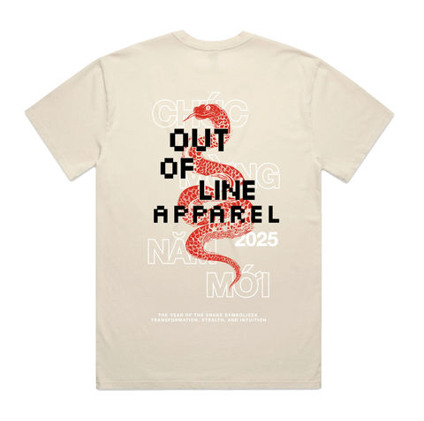 "Lunar Snake" Faded Ecru Tee