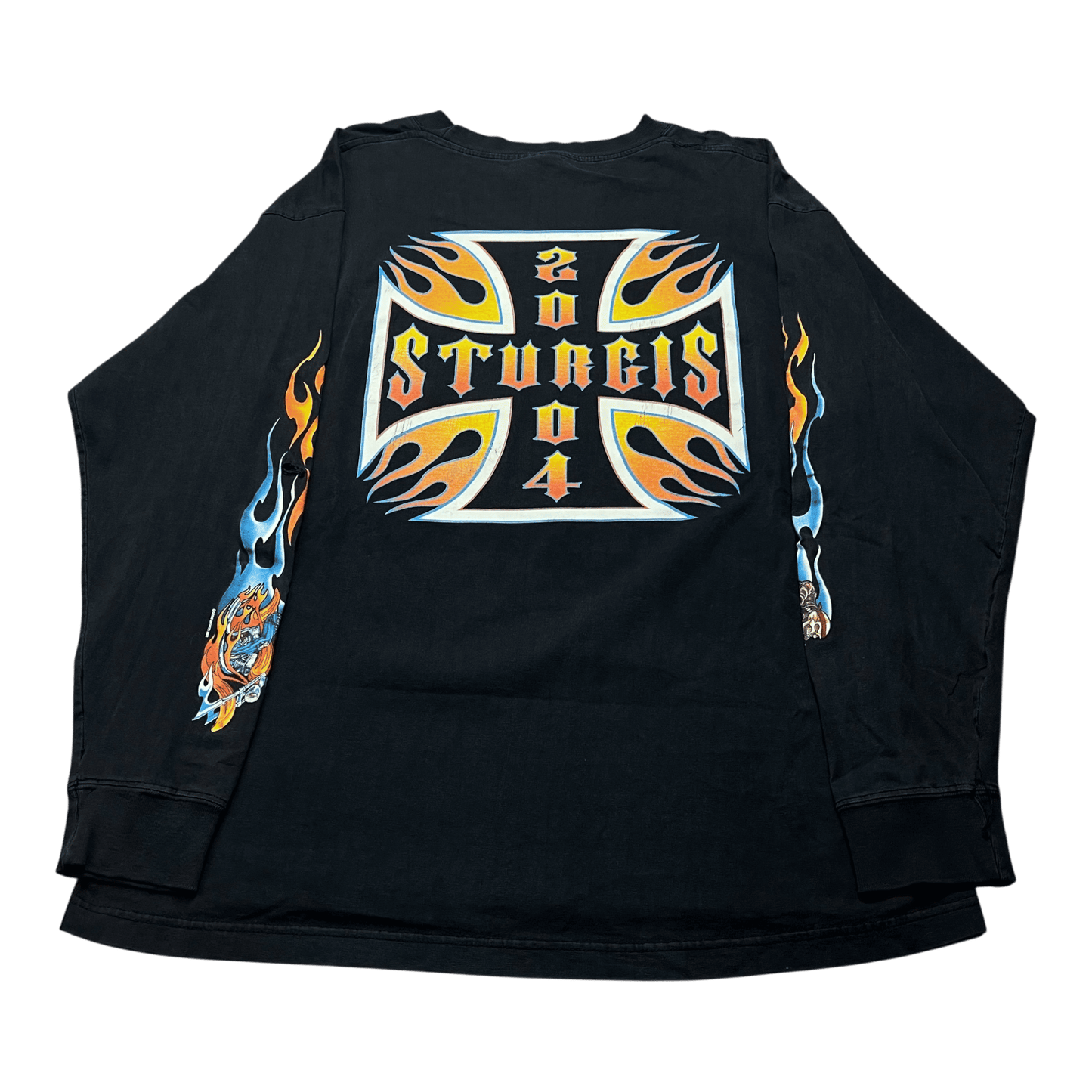 Vintage 2004 "Ride It Like You Stole It" Flame Biker Long-Sleeve T-Shirt - Used/Worn