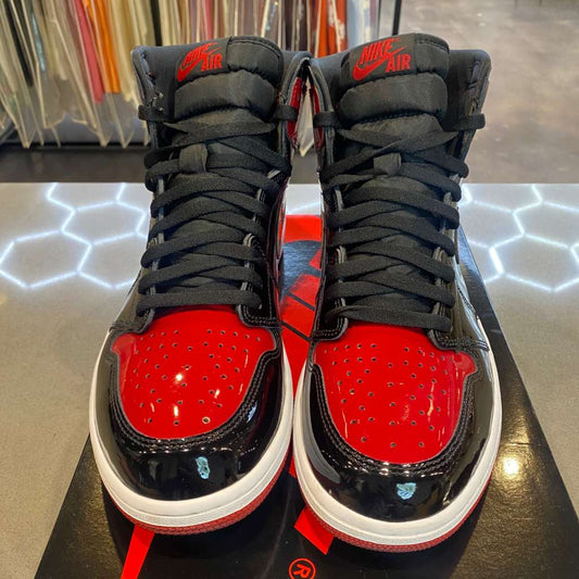 Jordan 1 Retro High OG Patent Bred Size 13 555088-063 - Pre-Owned