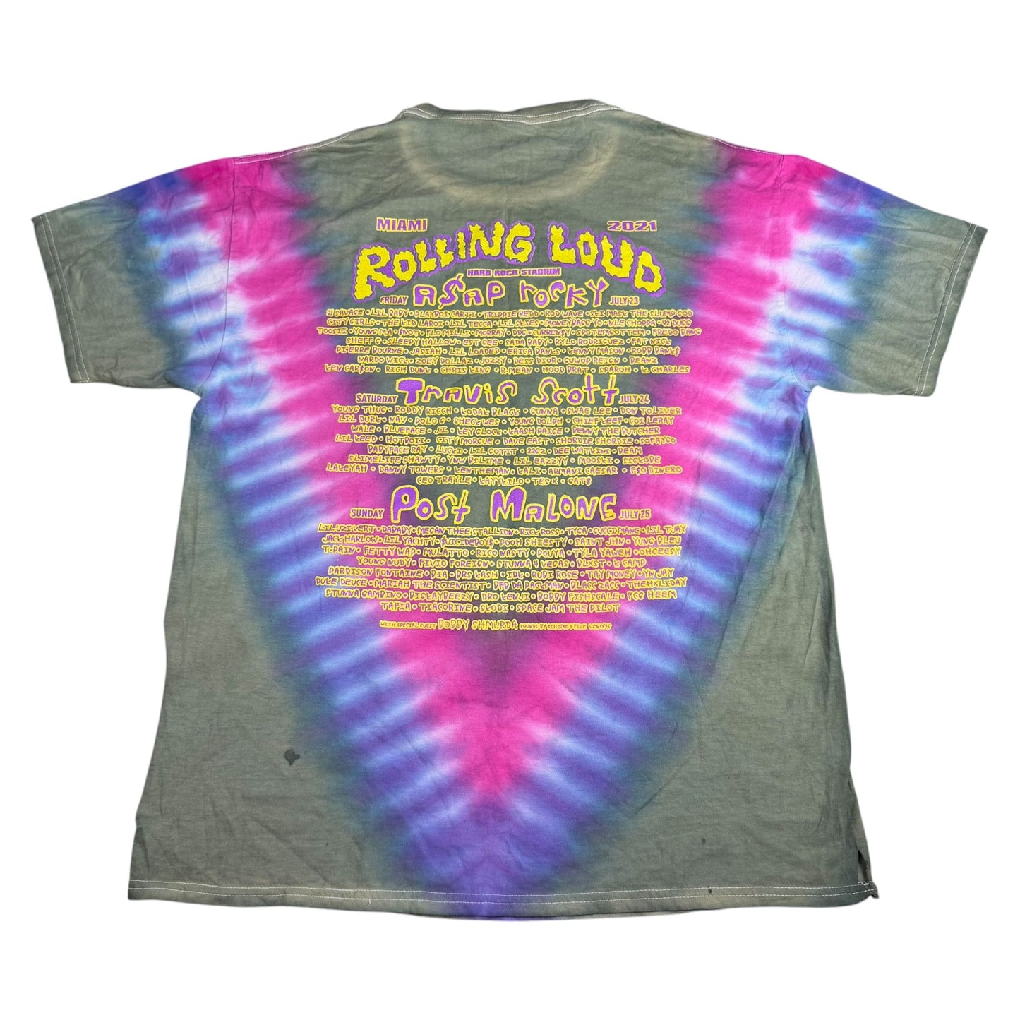 Rolling Loud 2021 Concert Lineup Tie-Dye T-Shirt - Used/Worn