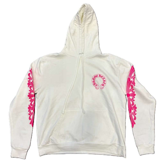 Chrome Hearts Horseshoe Logo Hoodie White/Pink