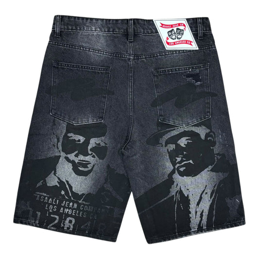 Asaali Cartel Denim Shorts Black