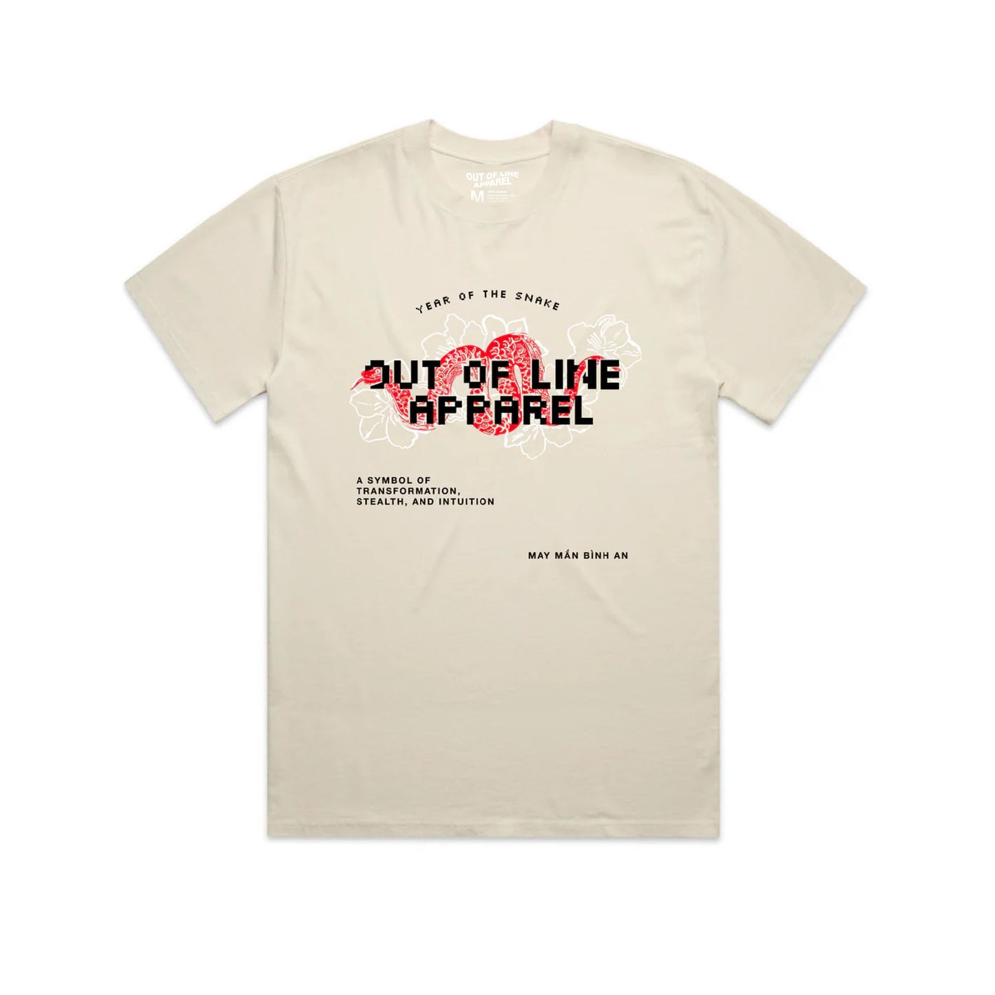 "Lunar Snake" Faded Ecru Tee