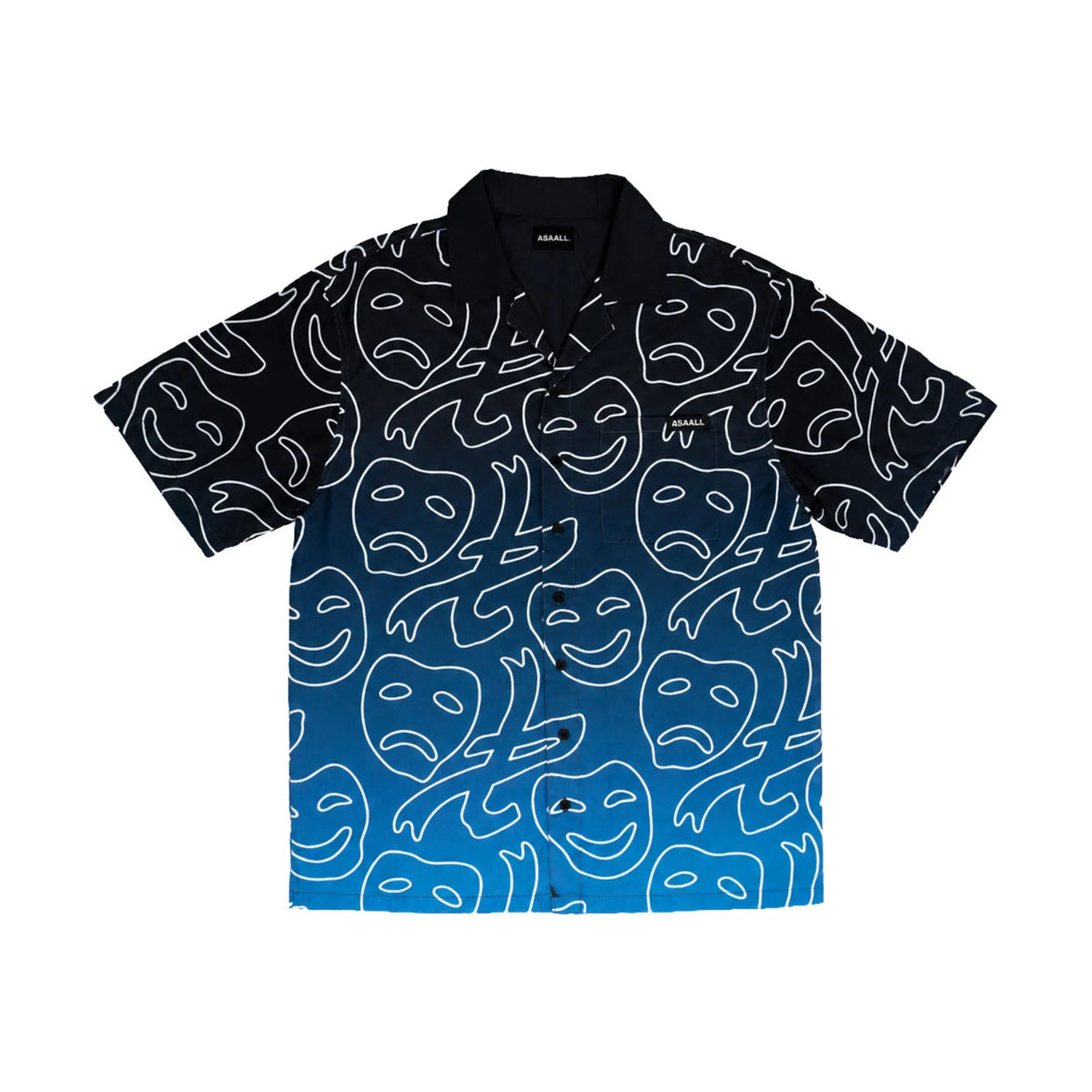 Asaali Laugh Now Cry Later Gradient Button Up Blue
