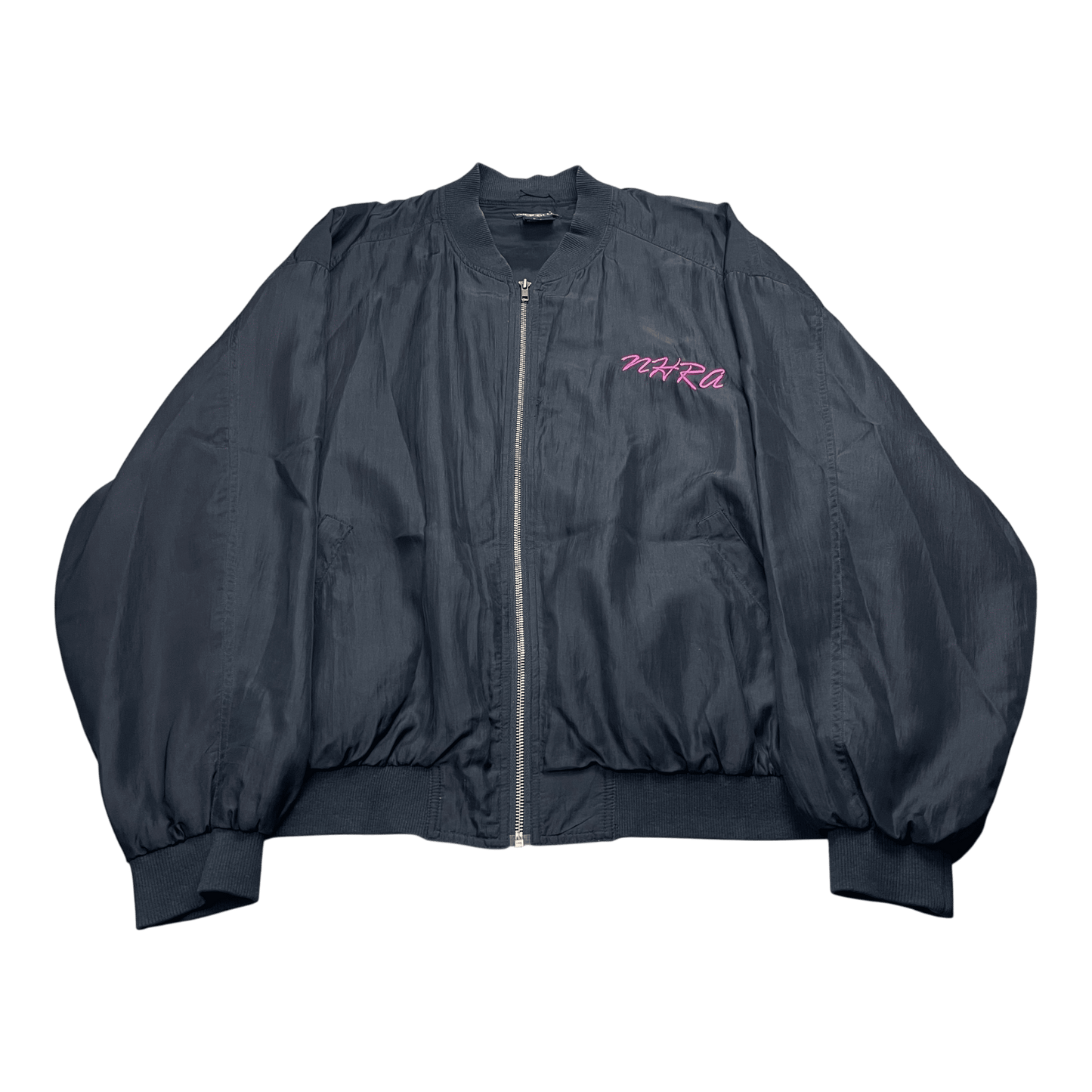 Vintage NHRA Racing Neon Silk Full-Zip Bomber Satin Jacket - Used/Worn