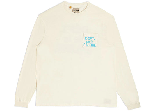 Gallery Dept. De La GALERIE L/S Pocket T-Shirt Cream/Light Blue