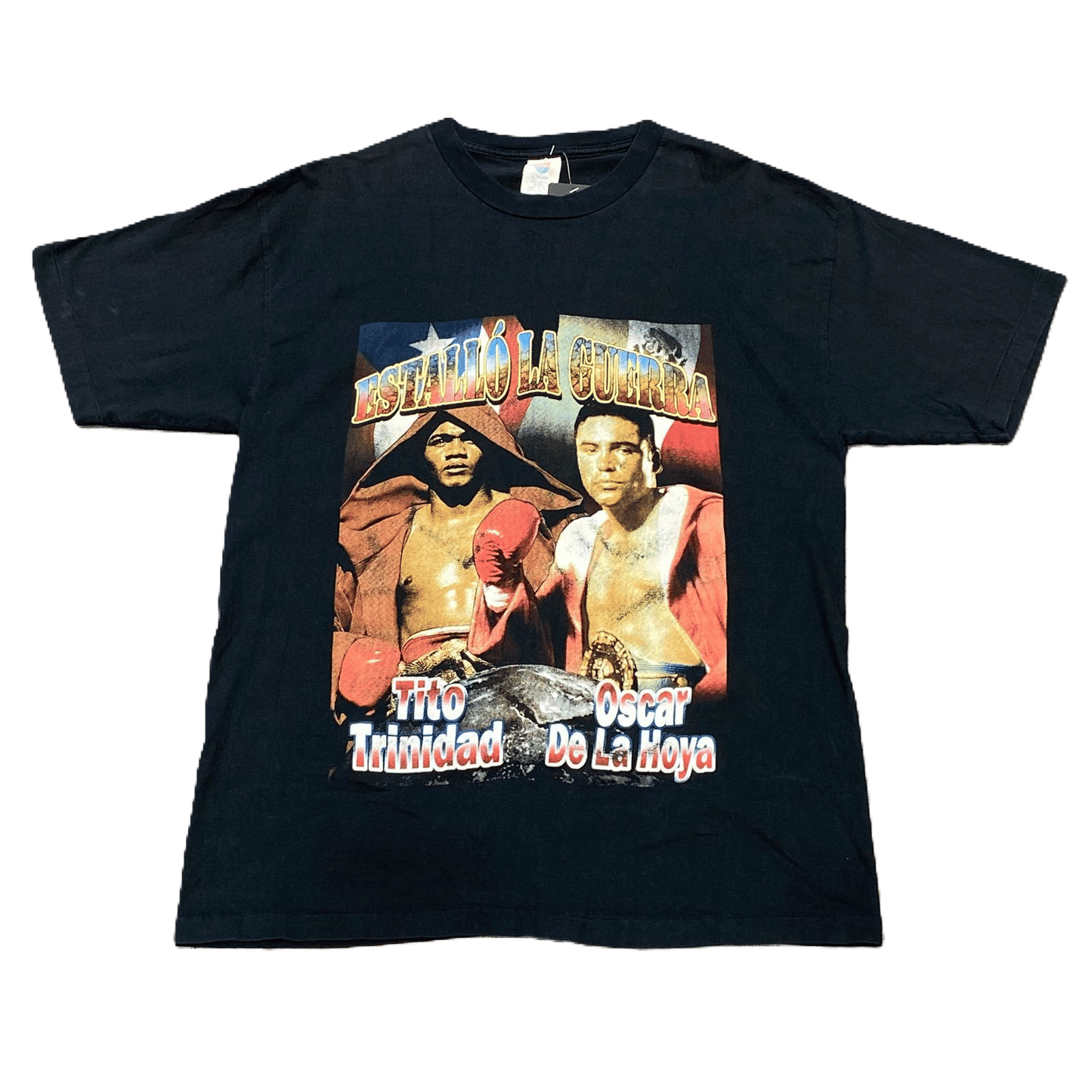 1990s De La Hoya vs Trinidad Boxing Rap-Style T-Shirt - Used/Worn