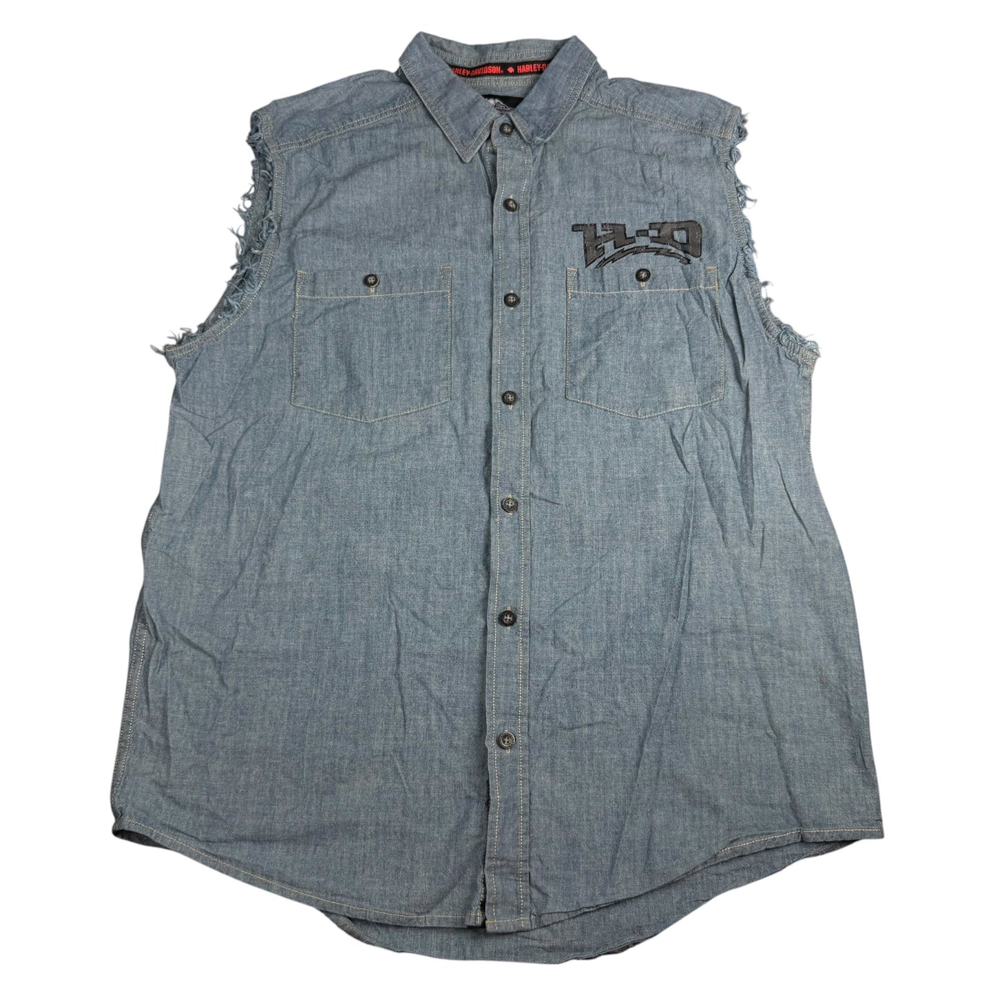 Vintage Harley-Davidson Denim Sleeveless Vest - Used/Worn