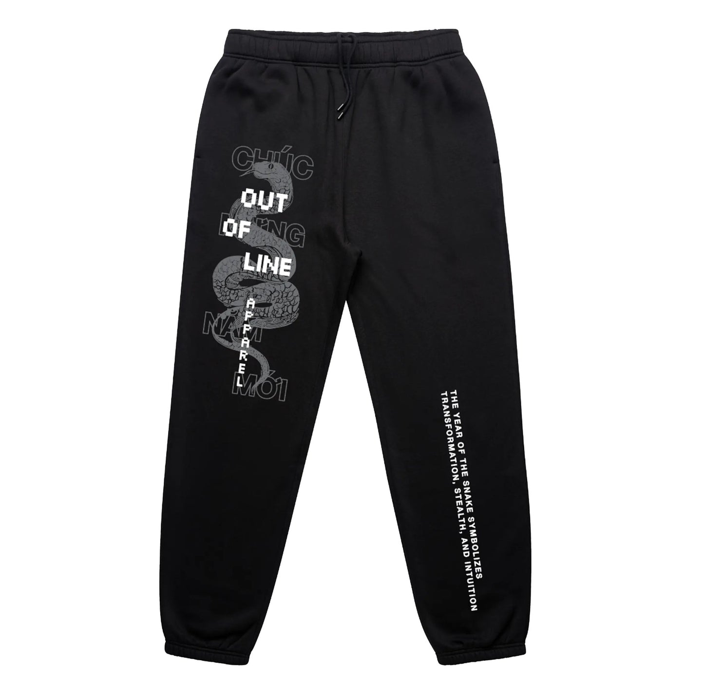 "Lunar Snake" Black Relax Sweatpants