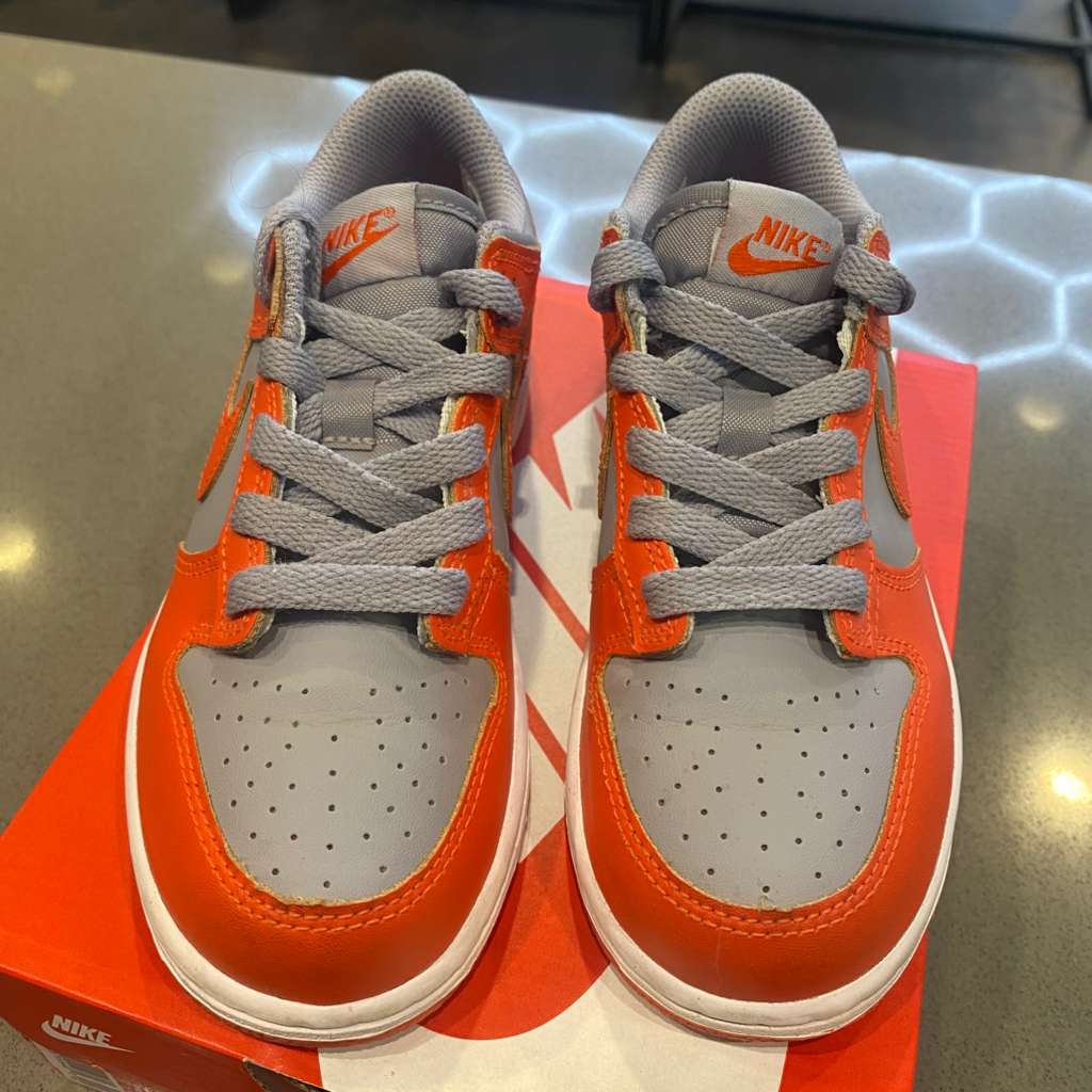 Nike Dunk Low Cement Grey Team Orange (PS) Size 1Y FB9108-011 - Pre-Owned