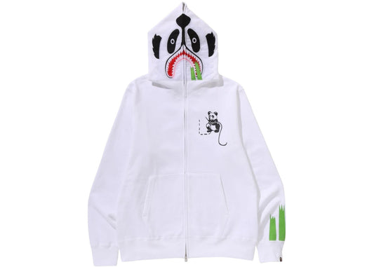 BAPE Panda Full Zip Hoodie White