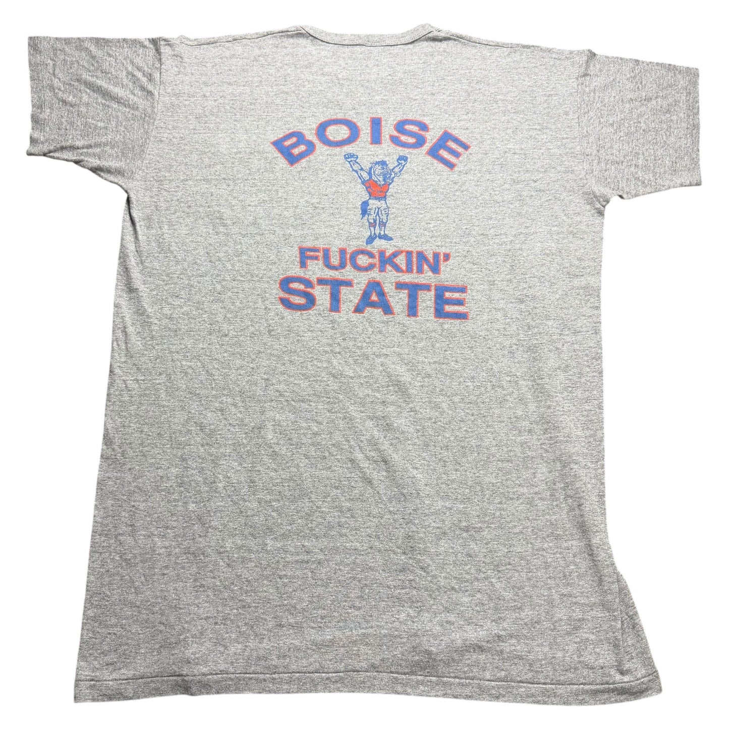 Vintage Boise Fuckin' State Mascot Spell Out Pocket T-Shirt - Used/Worn