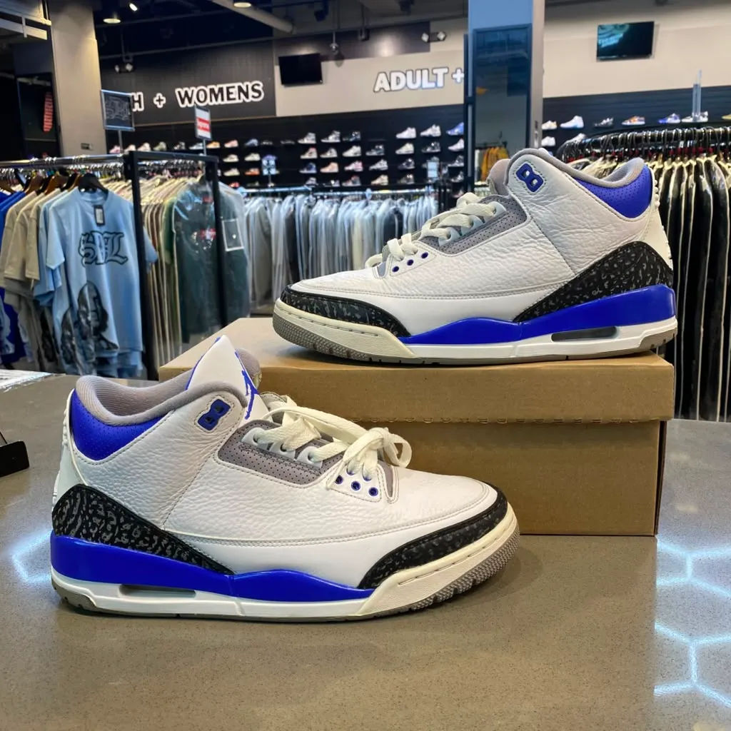 Jordan 3 Retro Racer Blue Size 10 CT8532-145 - Pre-Owned (Replacement Box)