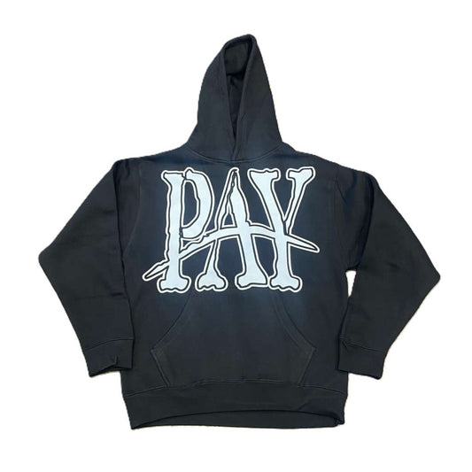 Paper Boy Pay Hoodie Black White