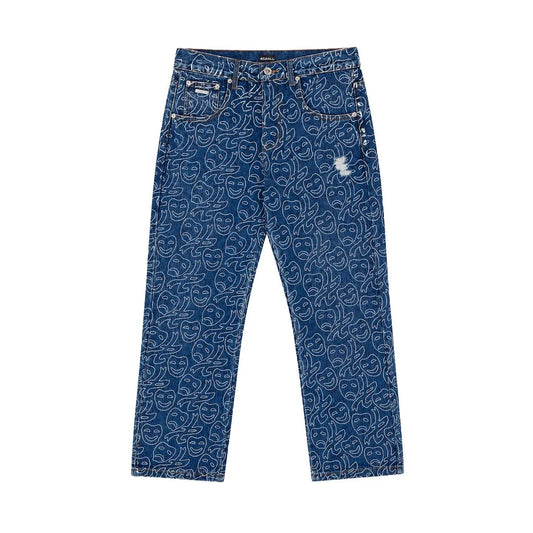 Asaali Laugh Now Cry Later All Over Print Denim Jeans