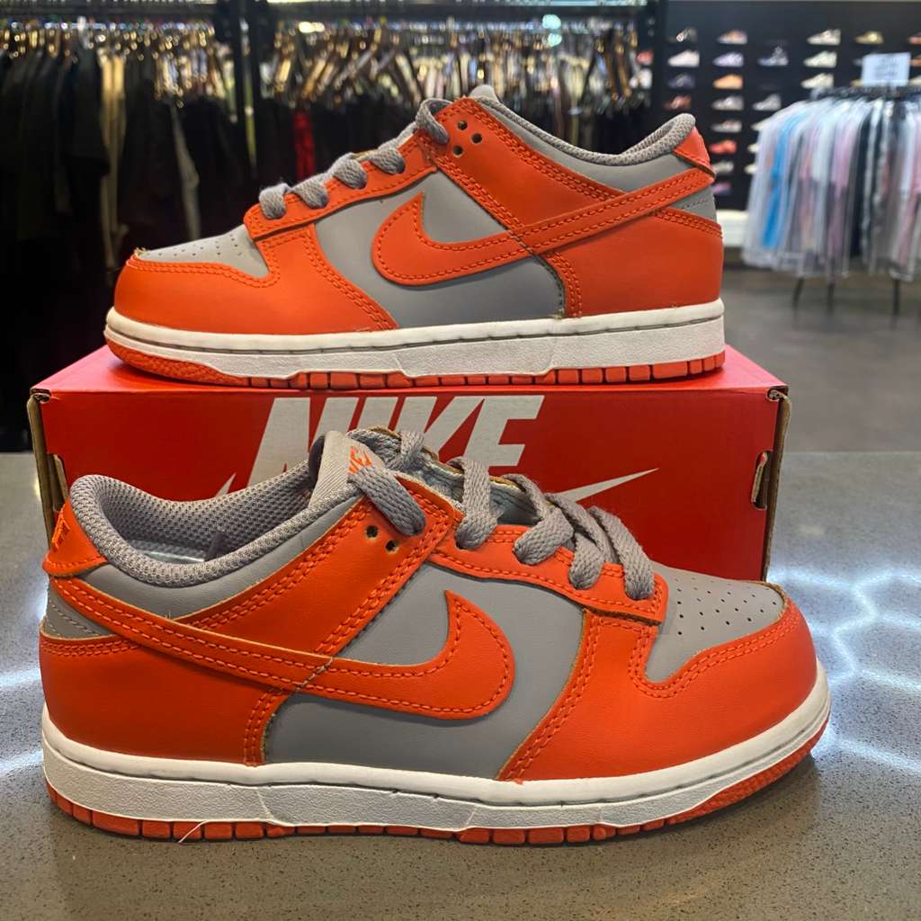 Nike Dunk Low Cement Grey Team Orange (PS) Size 1Y FB9108-011 - Pre-Owned