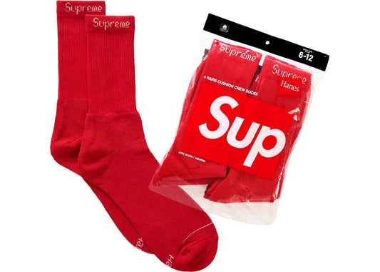 Supreme Hanes Crew Socks (1 Pair) Red
