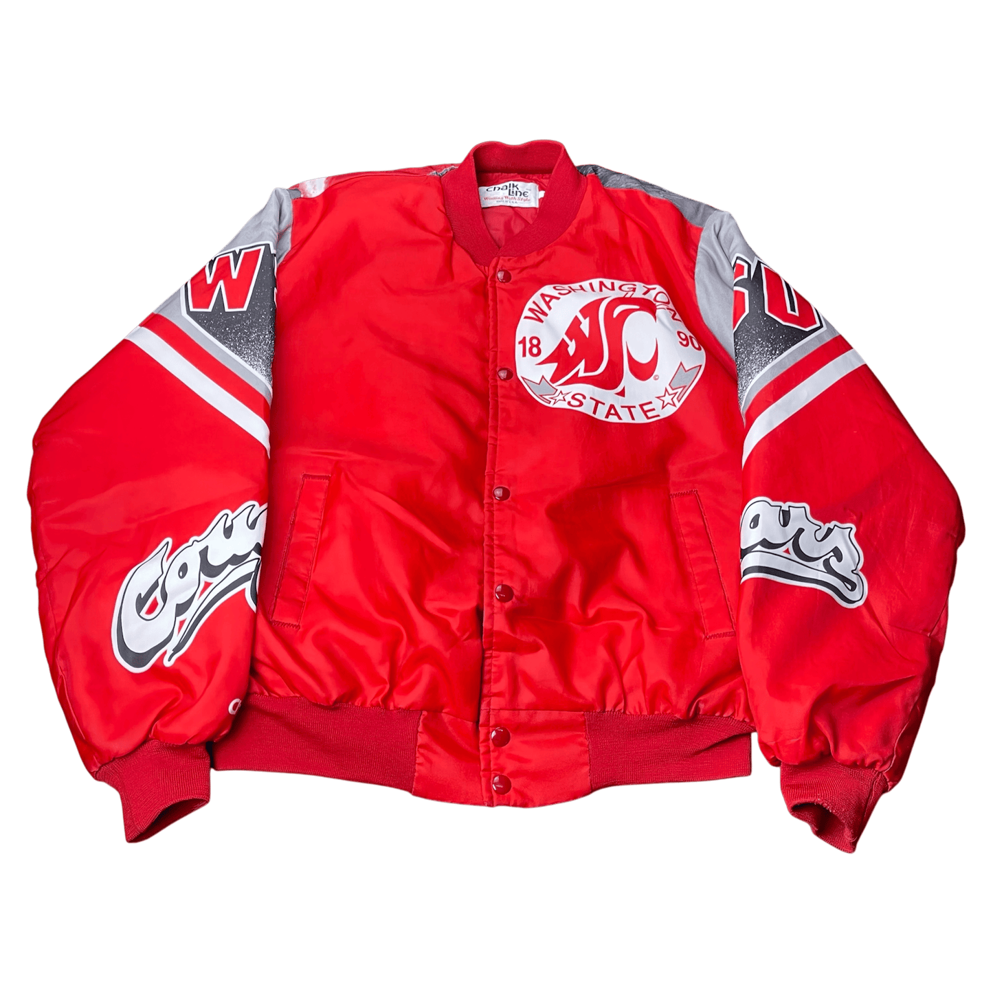 Vintage Washington State Cougars Chalk-Line AOP Satin Varsity Jacket - Used/Worn
