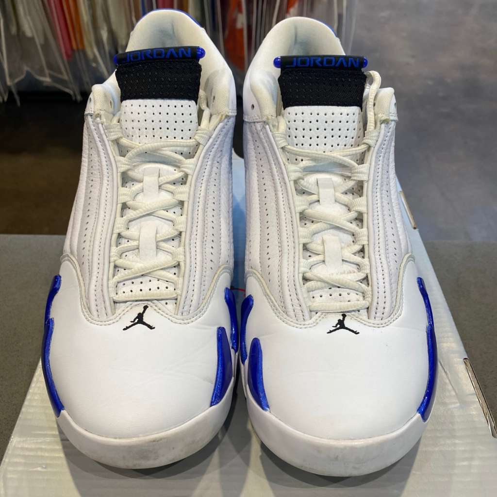 Jordan 14 Retro White Hyper Royal Size 10 487471-104 - Pre-Owned