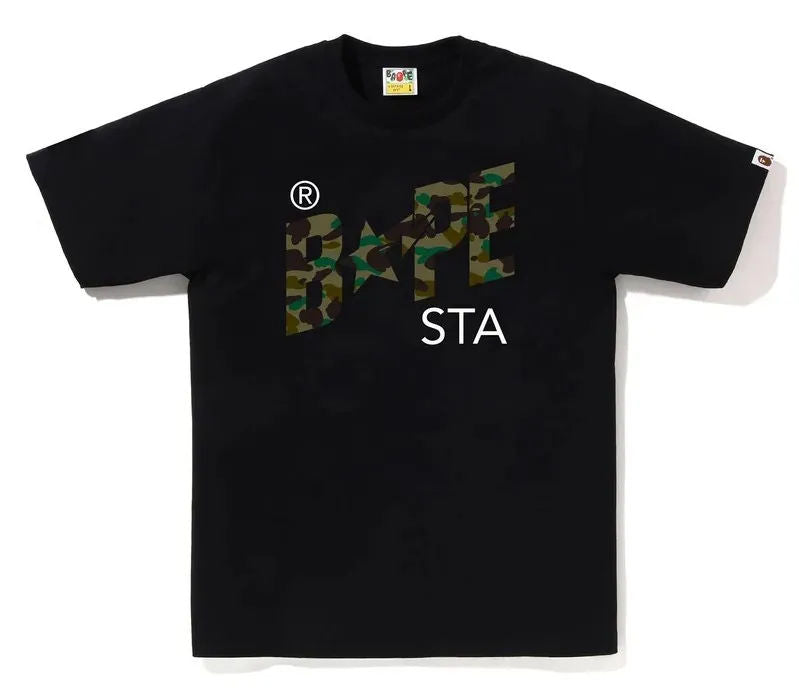 BAPE 1st Camo Bape Sta Logo Tee Black/Green