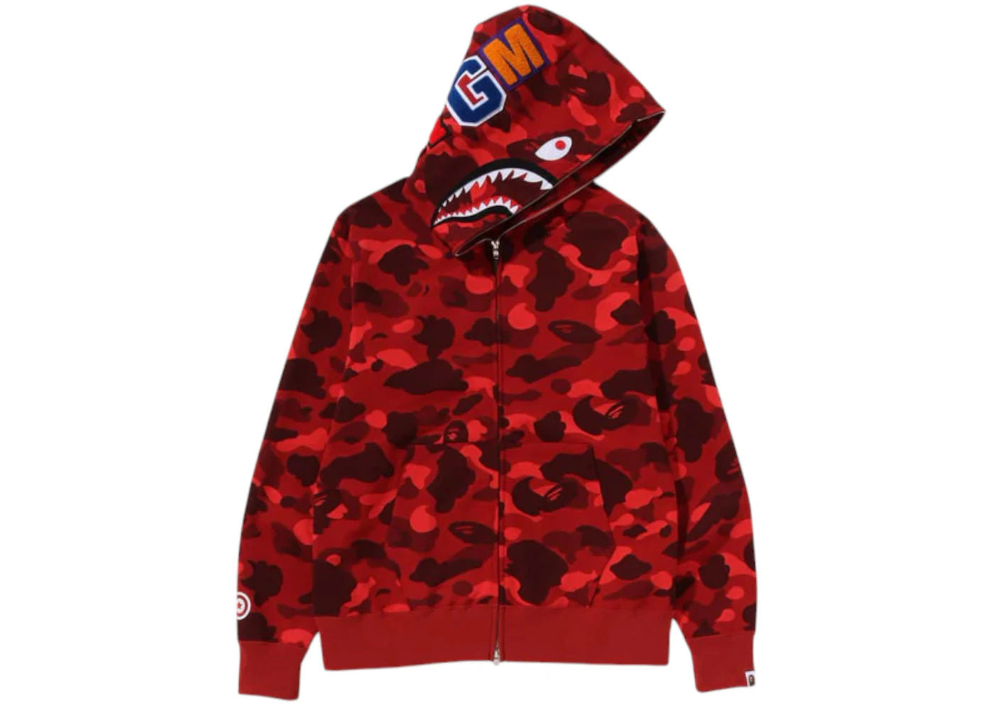 BAPE Color Camo Shark Full Zip Hoodie Red