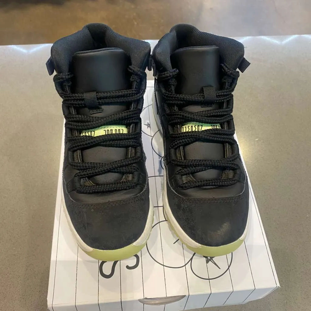 Jordan 11 Retro Black Barely Volt (PS) Size 1Y IB1379-001 - Pre-Owned