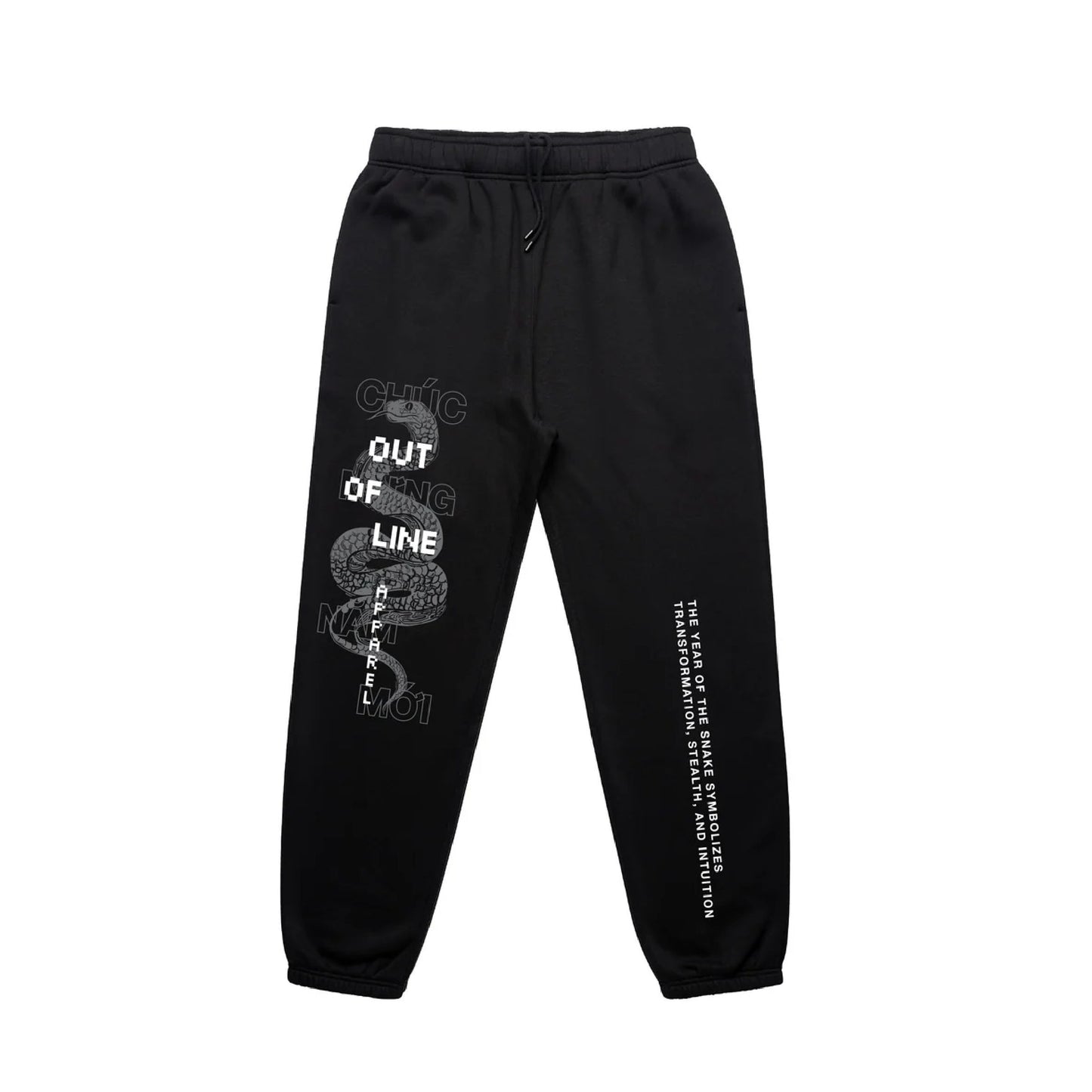 "Lunar Snake" Black Relax Sweatpants