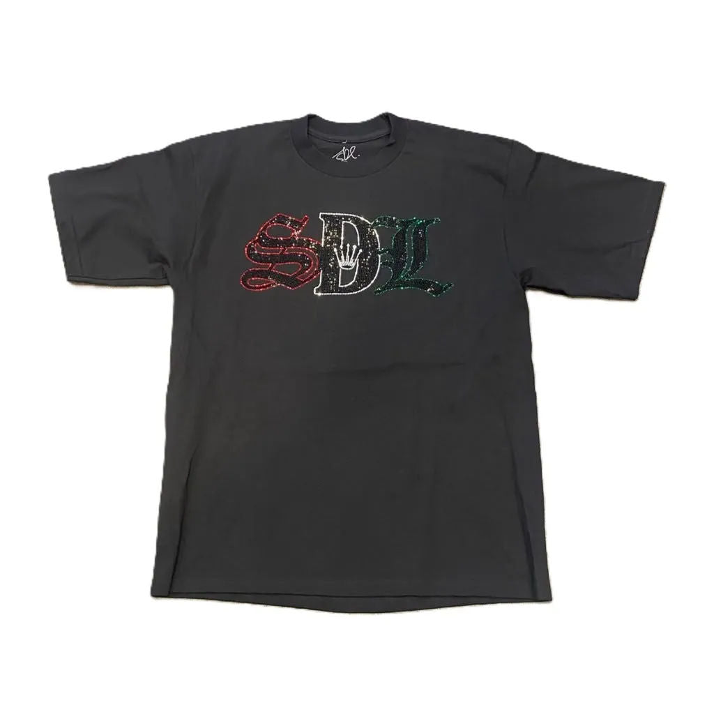 SDL Crown Script MX Rhinestone Logo Jesus Tee
