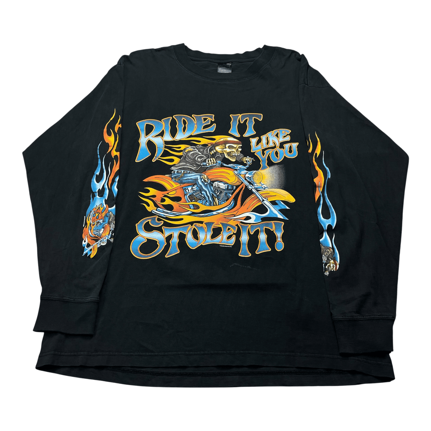 Vintage 2004 "Ride It Like You Stole It" Flame Biker Long-Sleeve T-Shirt - Used/Worn