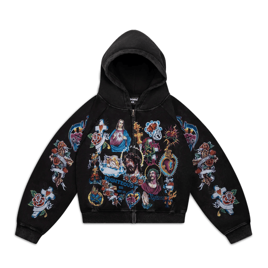 Righteous Risen King Zip Up Hoodie Black