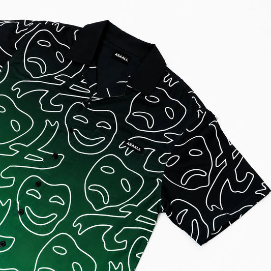 Asaali Laugh Now Cry Later Gradient Button Up Green