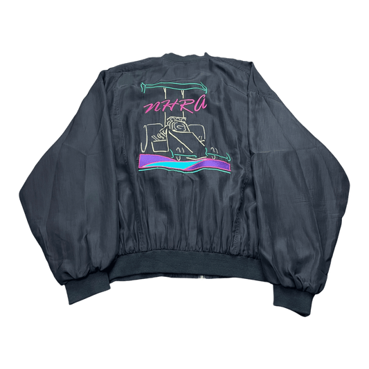 Vintage NHRA Racing Neon Silk Full-Zip Bomber Satin Jacket - Used/Worn