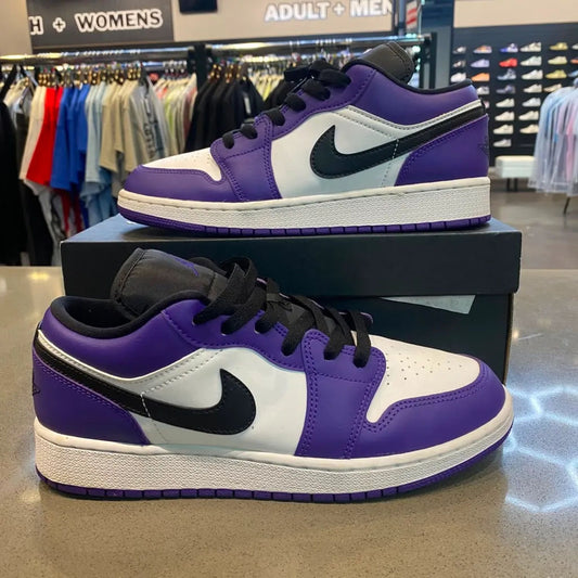 Jordan 1 Low Court Purple White (GS) Size 7Y 553560-500 - Pre-Owned