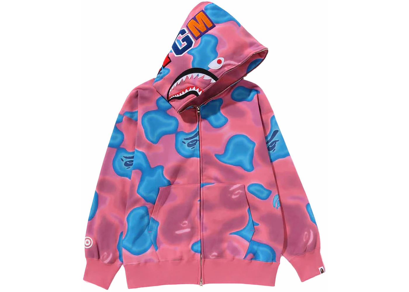 BAPE Liquid Camo Shark Relaxed Fit Full Zip Hoodie Pink