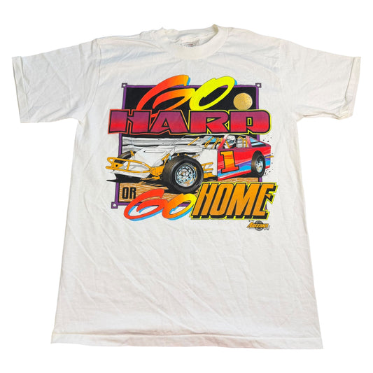 Vintage 1993 Go Hard Or Go Home Racing Neon T-Shirt - Used/Worn