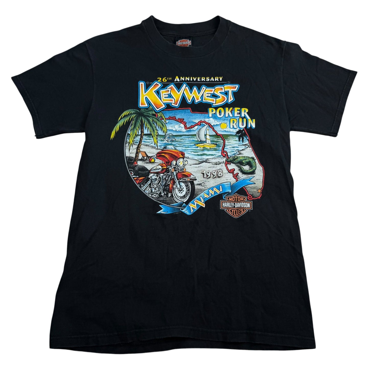 Vintage 1998 Harley-Davidson Key West Poker Run Single-Stitch T-Shirt - Used/Worn