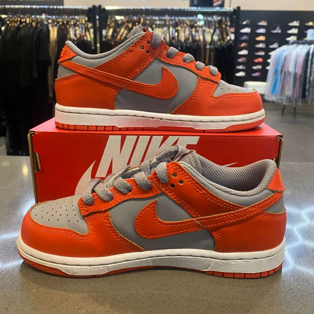 Nike Dunk Low Cement Grey Team Orange (PS) Size 1Y FB9108-011 - Pre-Owned