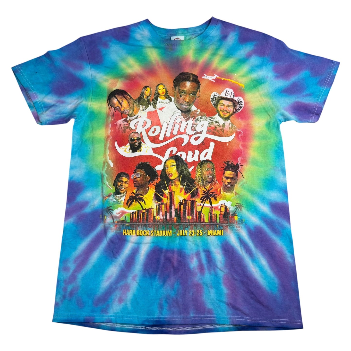 Rolling Loud 2021 Concert Lineup Neon Tie-Dye T-Shirt - Used/Worn