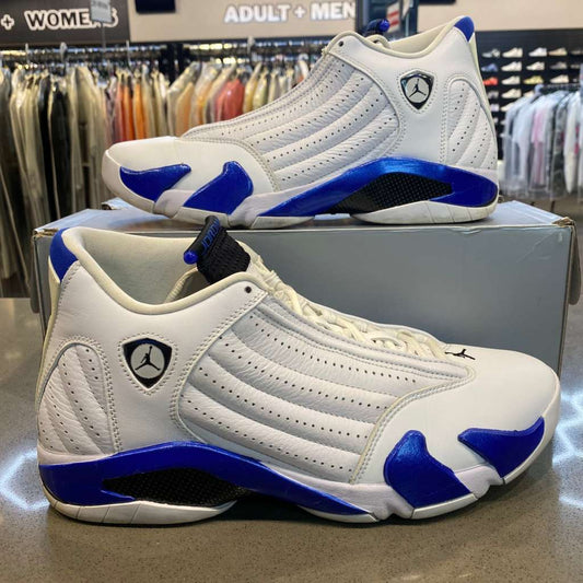 Jordan 14 Retro White Hyper Royal Size 10 487471-104 - Pre-Owned