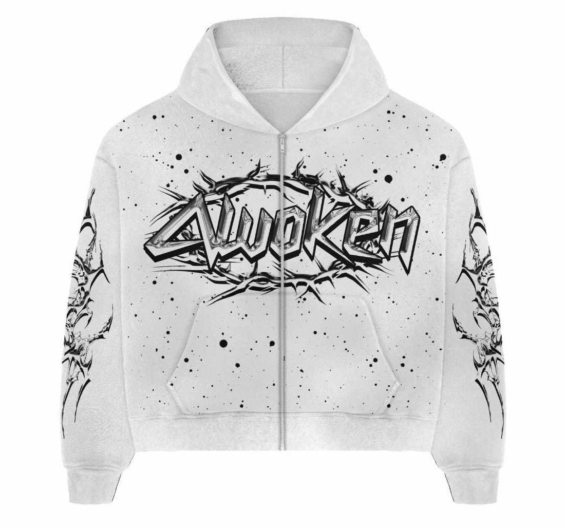 Awoken Dreams White Chrome Zip Up Hoodie